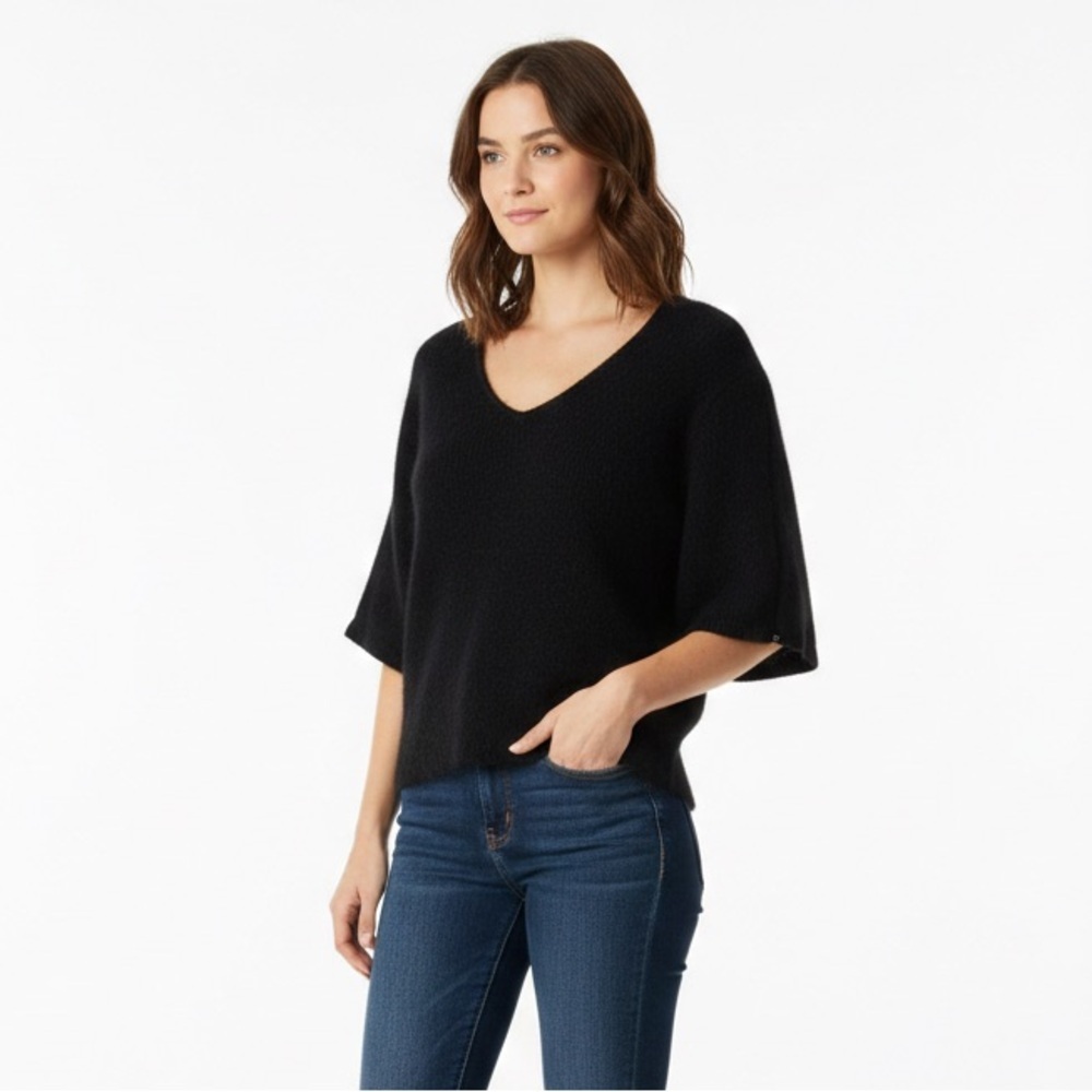 Vintage Charles Julian Angora Blend V-Neck Sweater | Slit Sleeve Detail | Size M